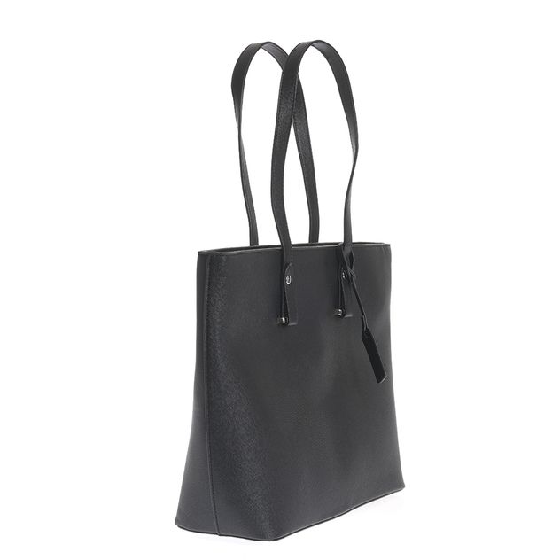 Geanta shopper neagra incapatoare cu design minimalist