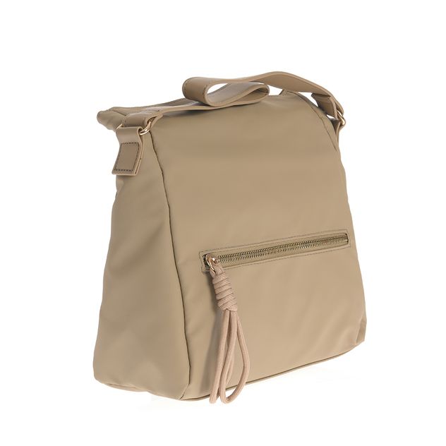 Geanta casual kaki cu buzunar exterior si bareta reglabila