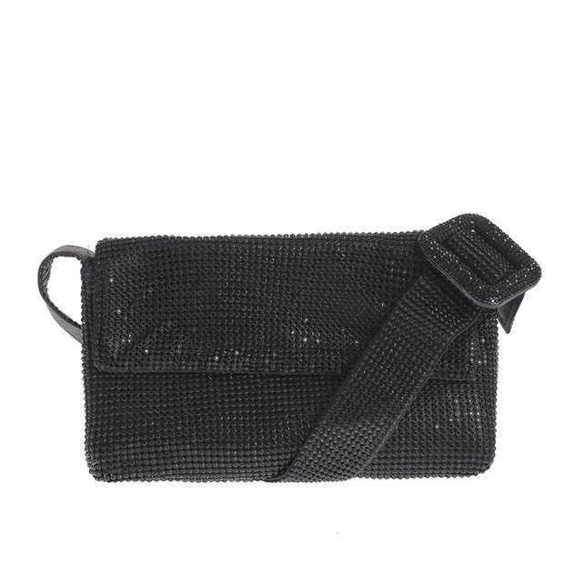 Poseta casual neagra cu bareta lata