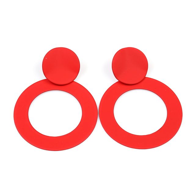 Cercei rotunzi rosii, design geometric minimalist