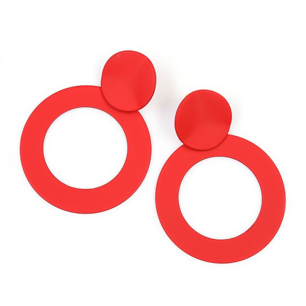 Cercei rotunzi rosii, design geometric minimalist
