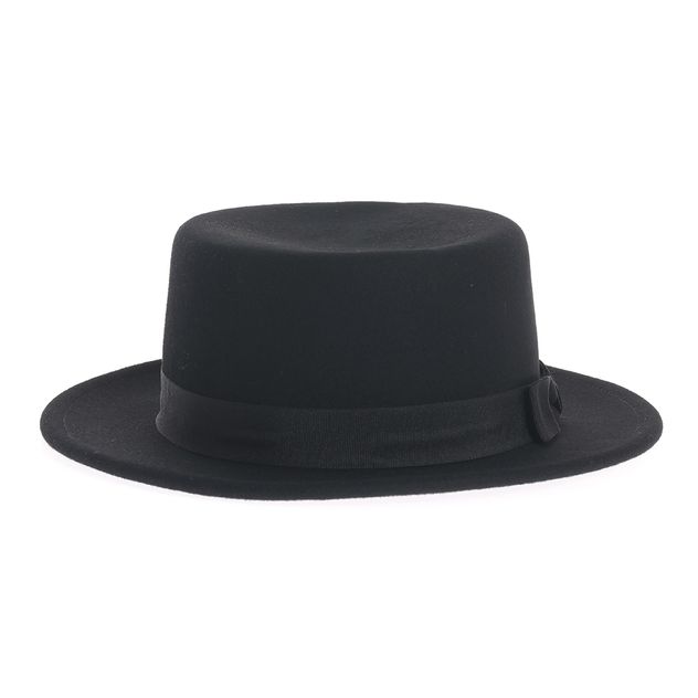 Palarie neagra retro cu accesoriu textil