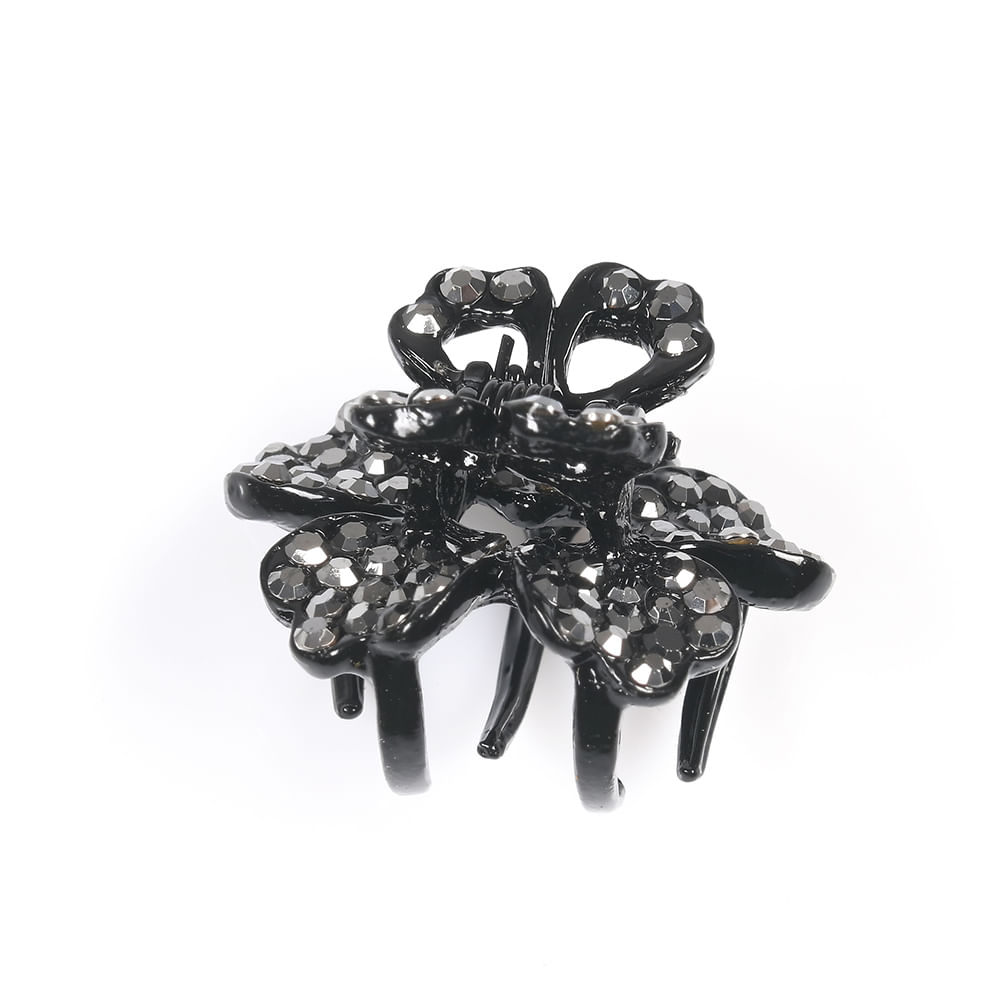 Cleste negru pentru par cu strasuri si design floral elegant