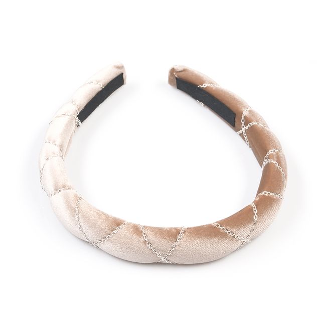 Bentita catifea bej-maro cu lant decorativ