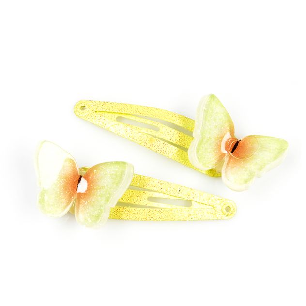 Set 2 agrafe galbene de par cu fluturi decorativi