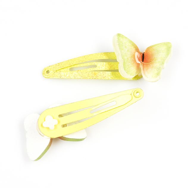 Set 2 agrafe galbene de par cu fluturi decorativi