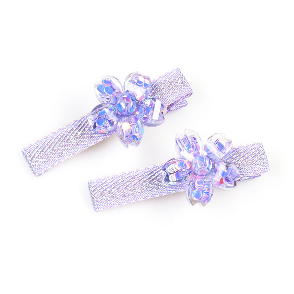 melimeloparis.ro Set 2 agrafe de par mov cu flori decorative