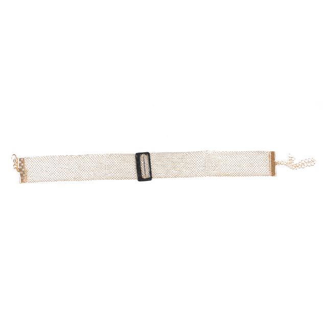 Choker auriu cu lanturi fine si detaliu central negru