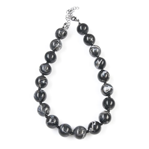 Colier elegant cu margele negre si accente gri