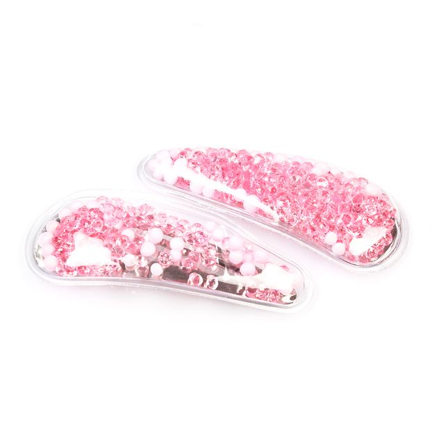 Set 2 agrafe de par cu bilute roz si sclipici