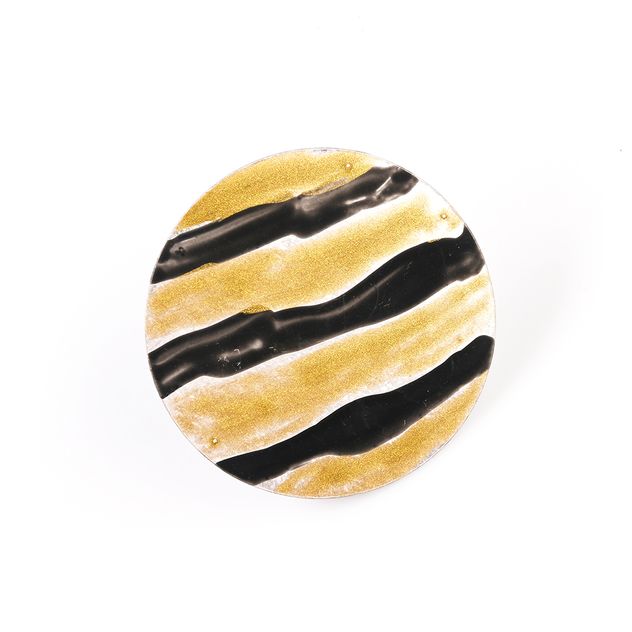 Inel statement pictat cu dungi texturate