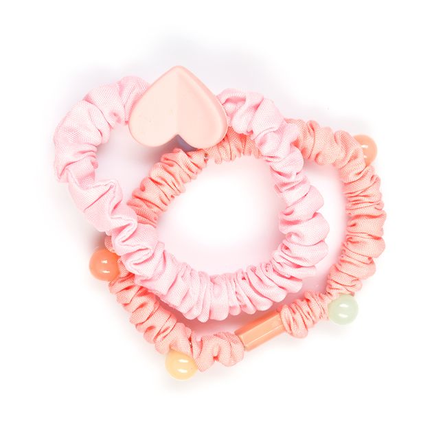 Set 2 elastice scrunchie cu decoratiuni colorate