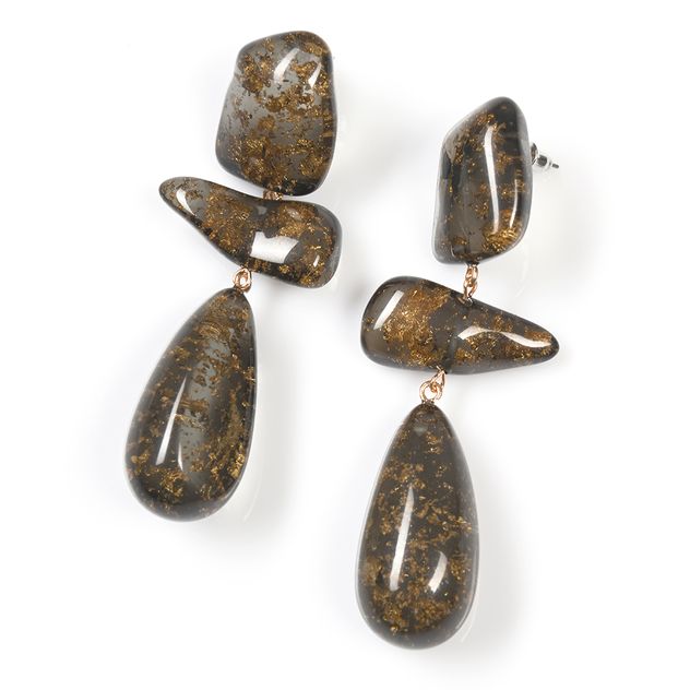 Cercei statement cu aspect mineral si insertii aurii