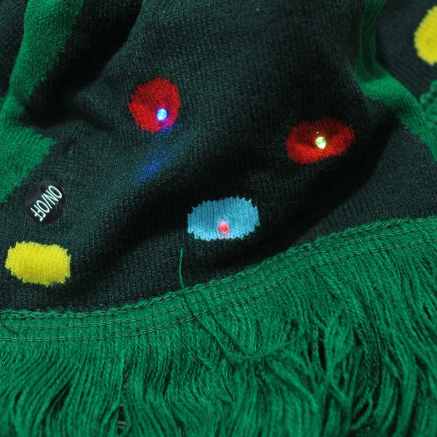 Fular verde de Craciun cu fulgi si globuri