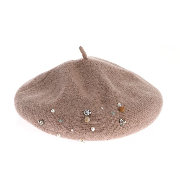 Bereta bej cu pietre decorative