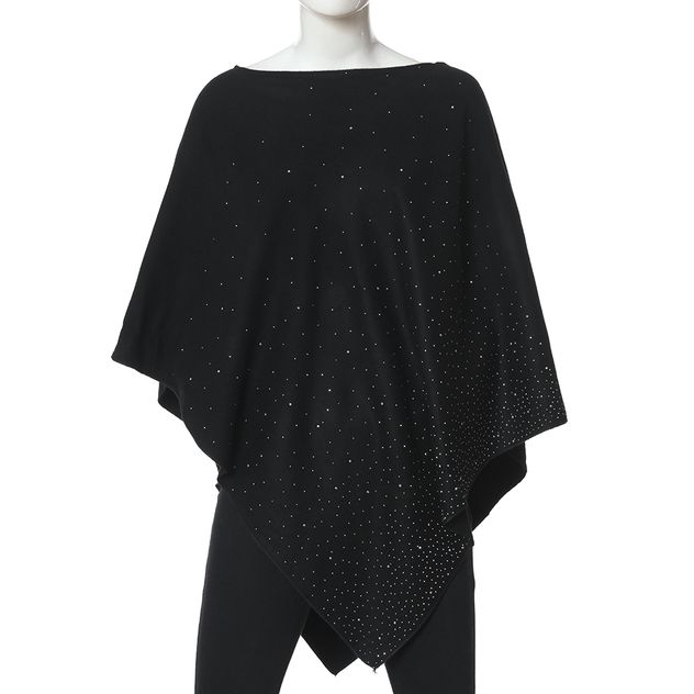 Poncho negru cu strasuri elegante