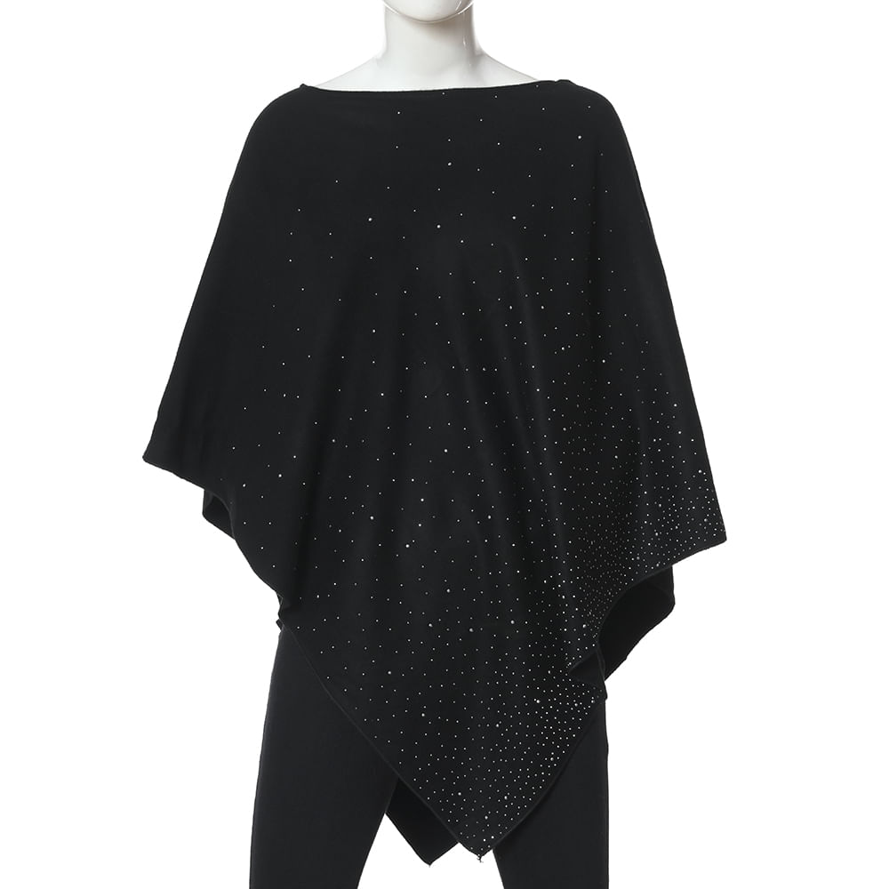 Poncho negru cu strasuri elegante