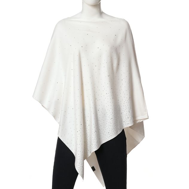 Poncho alb cu strasuri elegante