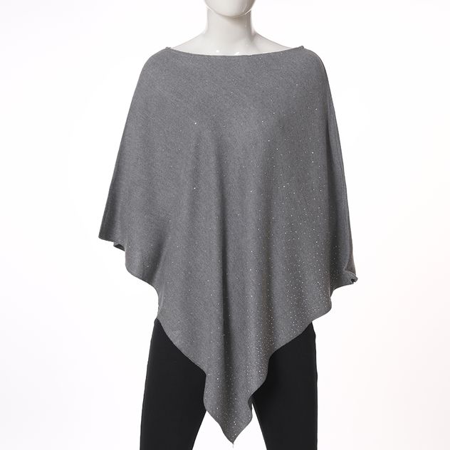 Poncho gri cu strasuri elegante
