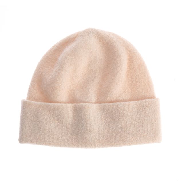 Caciula bej casual cu manseta lata