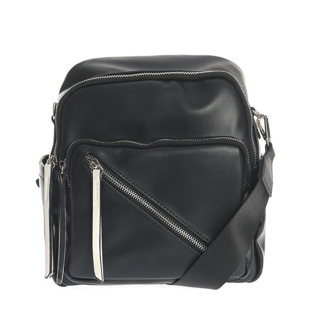Rucsac negru casual cu fermoare oblice