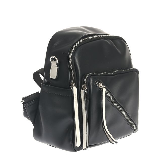 Rucsac negru casual cu fermoare oblice