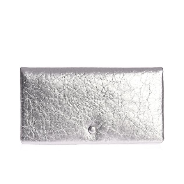 Portofel argintiu metalizat cu design elegant
