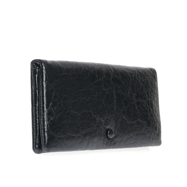 Portofel negru lucios cu aspect texturat