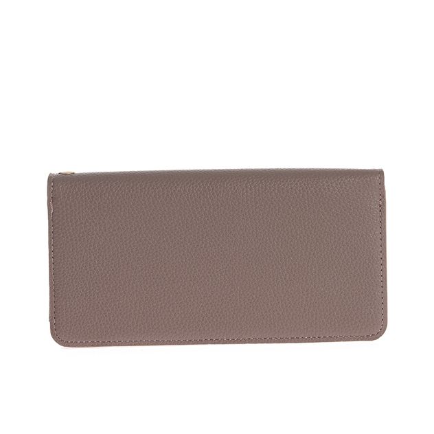 Portofel elegant taupe cu buzunar exterior