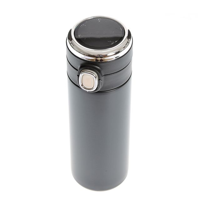 Termos negru cu afisaj digital si capac ermetic