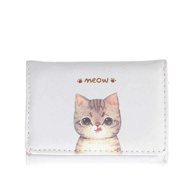 Portofel alb cu pisica si text meow