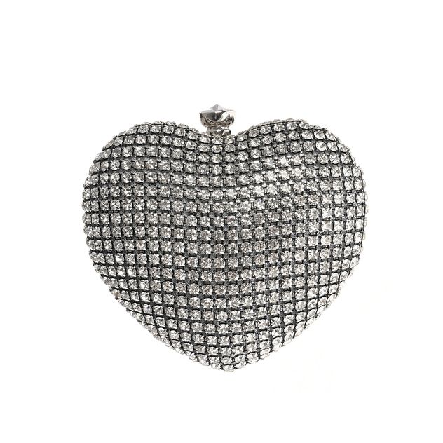 Clutch stralucitor argintiu cu design inima