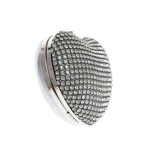 Clutch stralucitor argintiu cu design inima