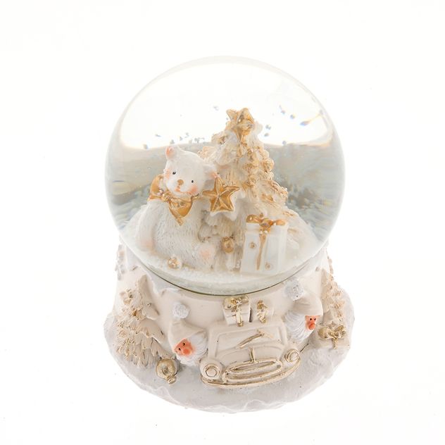 Decoratiune glob cu ursulet si brad 9.5 cm