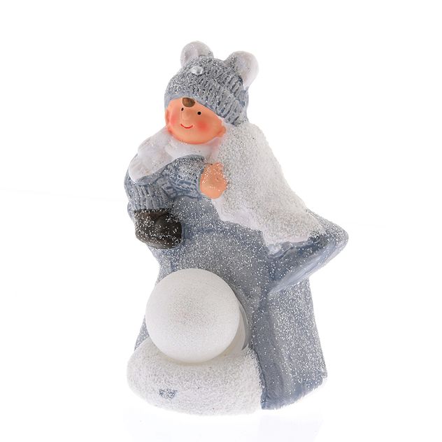 Decoratiune de Craciun copil cu caciula si steluta 18 cm