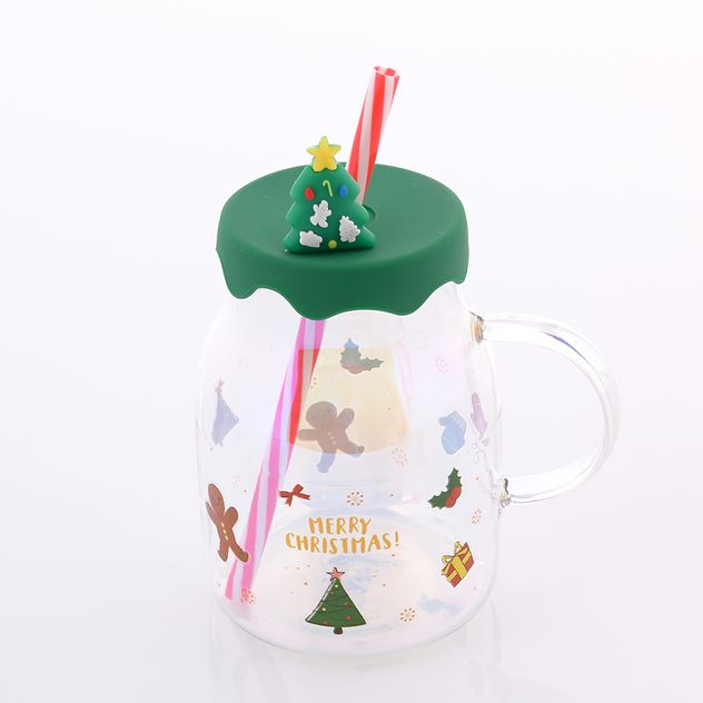 Cana transparenta cu motive de sarbatori 530 ml