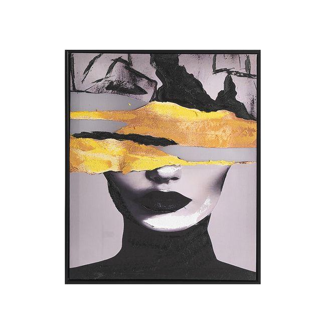 Tablou abstract fata cu accente aurii 50 x 60 cm