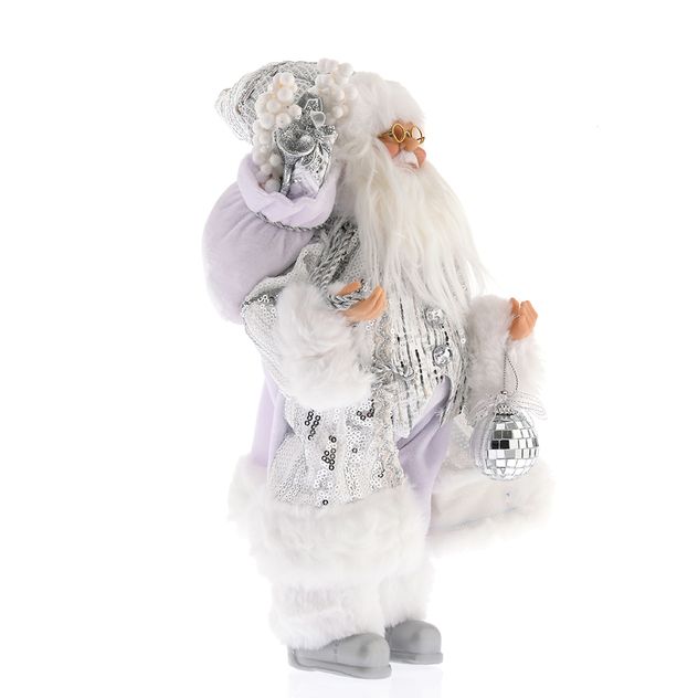 Mos Craciun cu haina argintie 30 cm