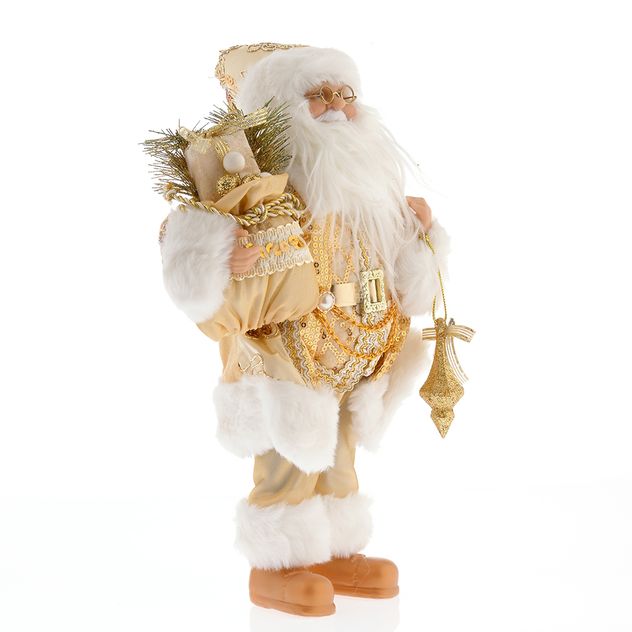 Mos Craciun cu haina aurie 30 cm