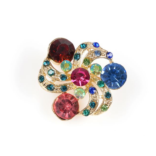 Brosa martisor floare delicata cu pietre colorate