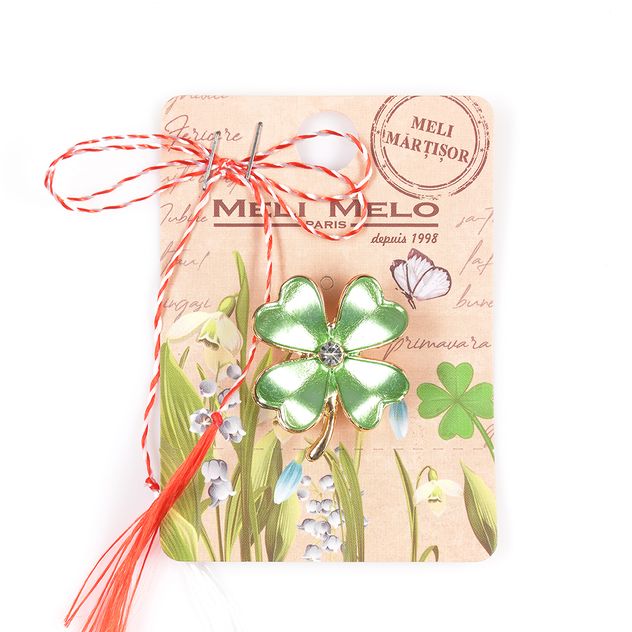 Brosa martisor trifoi verde sidefat