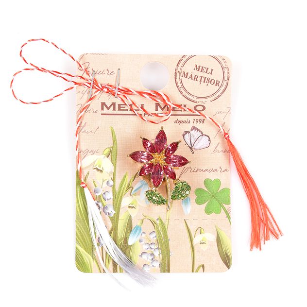 Brosa martisor floare cu petale roz