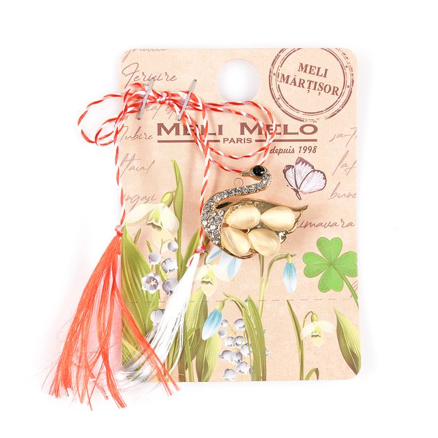 Brosa martisor lebada aurie