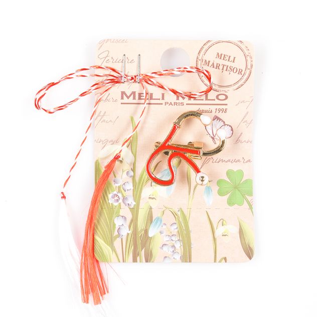 Brosa martisor stetoscop rosu