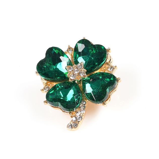 Brosa martisor in forma de trifoi cu pietre verzi