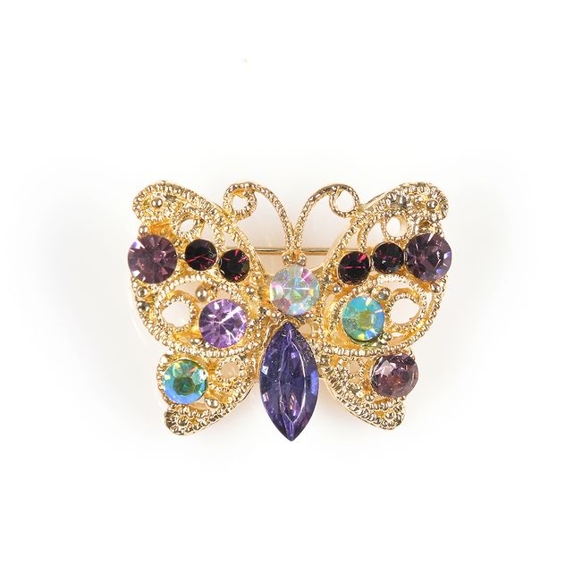 Brosa martisor fluture auriu cu accente violet