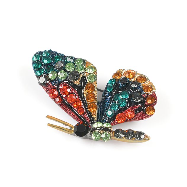 Brosa martisor fluture decorat cu pietre multicolore