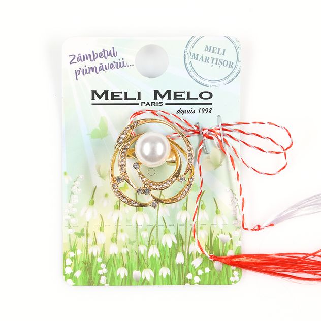 Brosa martisor floare cu perla