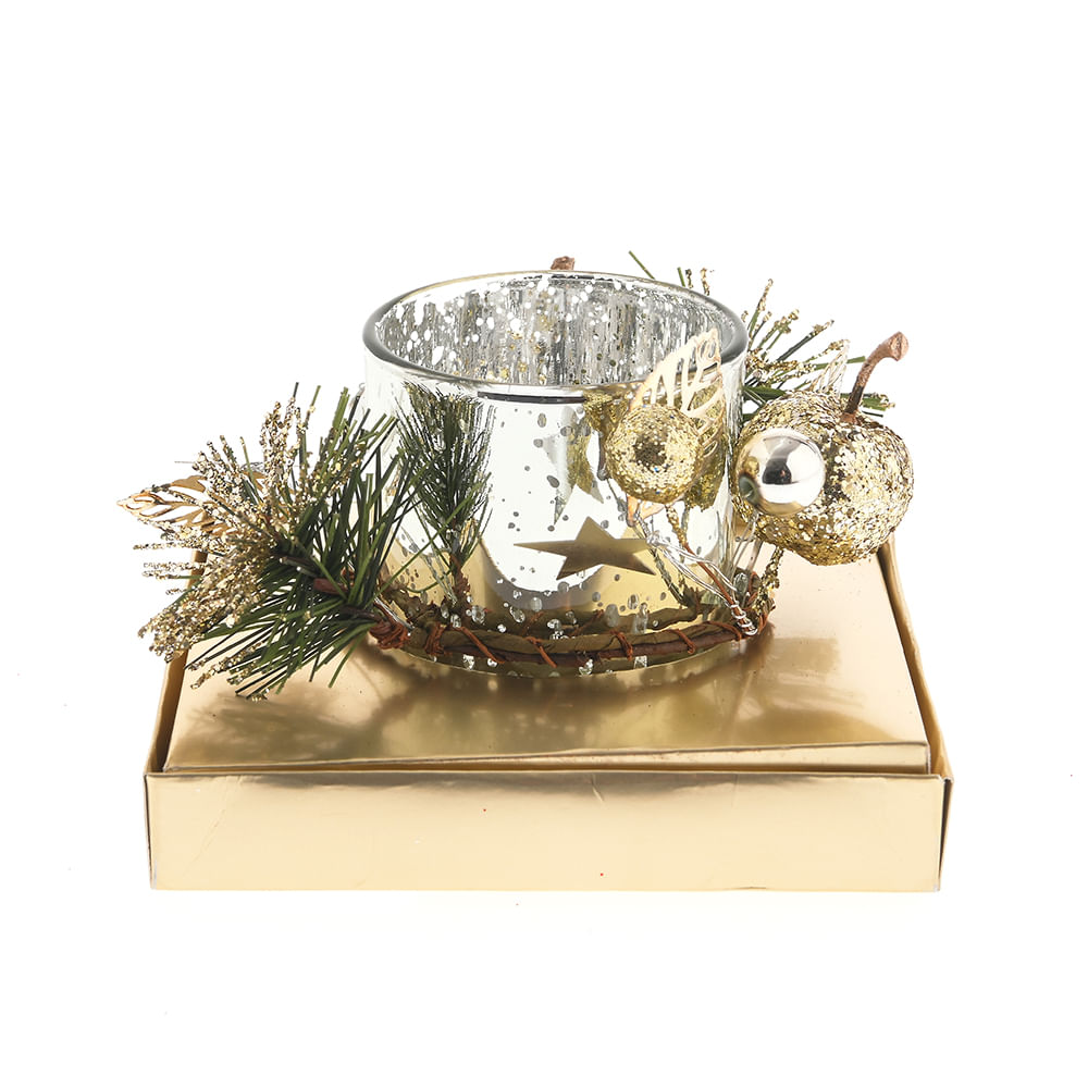 Suport decorativ auriu pentru lumanare