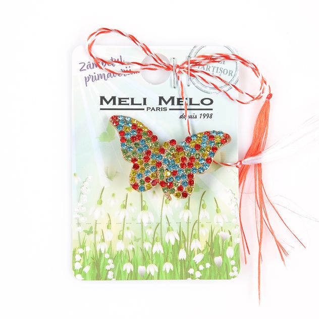 Brosa martisor fluture cu pietre colorate